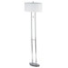 Transitional Two Light Floor Lamp with Oval Linen Shade in Polished Chrome