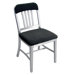 Navy Upholstered Mid-Back Office Chair with Arms