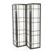 Pateros Four Panel Floral Printed Folding Screen in Black with Beige and White Panels