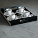 Vassily Rectangular Tray in Mirror Polished with Black Handles by Giulio Lachetti