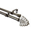 Modern Fan Double Curtain Rod in Antique Brass