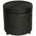 Rush Grass Storage Footstool in Black