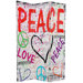 Double Sided Peace and Love 3 Panel Room Divider in White