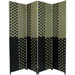 Woven Fiber 4 Panel Room Divider in Olive and Black