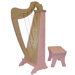 Fifteen String Maple / Pink Harp with Bench