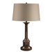 Table Lamp with Khaki Linen Hardback Shade in Mission Bronze