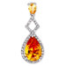 Pear-Shaped Simulated Fire Opal Cubic Zirconia Diamond Pendant