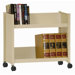 Sloped-Shelf Mobile Book Truck in Putty