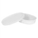 French White 15 oz. Oval Dish with Plastic Cover