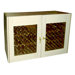 2 Door Oak Wine Cooler Credenza with Rectangular Glass Doors