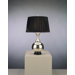 Harriet Table Lamp in Vintage Silver with Mushroom Pleated Black Silk Fabric Shade