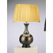 Harriet Table Lamp in Deep Patina Bronze with Mushroom Pleated Gold Silk Fabric Shade