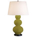 Triple Gourd Table Lamp in Apple with Bronze Base
