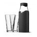 Carafe with Black / Grey Wrap and 2 Glasses
