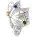 Silver-Tone Multicolored Cubic Zirconia Butterfly Brooch Pin