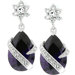 Silver-Tone Purple Cubic Zirconia Drop Earrings