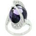 White Goldplated Purple Cubic Zirconia World Wonder Ring
