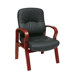 Leather Visitors Chair with Wood Base and Arms