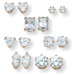 18k Gold/Silver 7 Pairs of Cubic Zirconia Earring Set