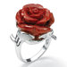 Sterling Silver Flower-Shaped Coral Ring