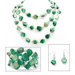 Green Shell and Simulated Pearl Jewelry Set