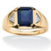 18k Gold/Silver Men's Lab-Created Sapphire Ring