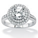 Platinum/Silver Round Cubic Zirconia Pave Ring