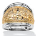 Sterling Silver/Gold Milgrain Scroll Cigar Band Ring