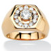 Gold Plated Men's Cubic Zirconia Hexagon Ring