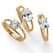 Gold Plated Cubic Zirconia Ribbed Stack Rings Set of 3