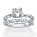 Platinum/Silver Round Cubic Zirconia Wedding Ring Set