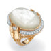 14k Gold Plated Mother-of-Pearl and Cubic Zirconia Ring