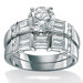 Sterling Silver Round Cubic Zirconia Wedding Ring Set