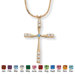 Round Birthstone Cross Pendant