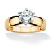 Gold Round Cubic Zirconia Solitaire Ring