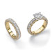 Round Cubic Zirconia Beaded Wedding Ring Set