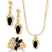 14k Gold Marquise Cut Onyx Jewelry Set
