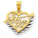 14k and Rhodium I Love You Heart Pendant