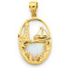 14K Created Opal Lighthouse and Sailboat Pendant