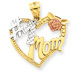 14k Two-tone and Rhodium Number 1 Mom Heart Pendant