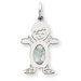 14k White Gold Boy Oval Genuine Aquamrine March Pendant