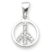 Sterling Silver CZ Peace Sign Pendant