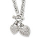 Sterling Silver Double CZ Heart Dangle Necklace - 16 Inch- Toggle