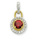 Sterling Silver Vermeil Dark Red CZ Pendant
