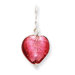 Sterling Silver Pink Murano Glass Bead Heart Earrings