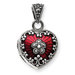 Sterling Silver Red Enamel and Marcasite Heart Locket