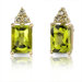 14 Karat Yellow Gold 3.00 carats Radiant Checkerboard Cut Peridot Diamond Earrings