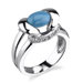 Crowning Glory Sterling Silver Designer Inspired Art Deco Style Ring with Faux Turquoise and Cubic Zirconia