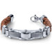 Refined and Rugged Mens Stainless Steel Industrial Chain and Brown Leather Combo Bracelet