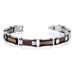 Sleek and Modern Class Three Tone Stainless Steel Coffee Color Cable and Ceramic Design Mens Bracelet